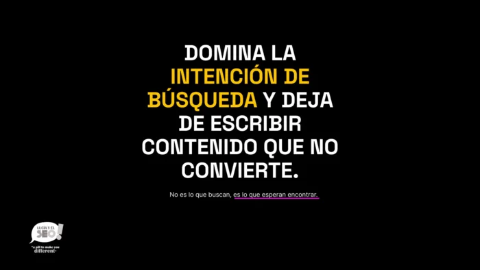 Imagen destacada con el mensaje “Domina la intención de búsqueda y deja de escribir contenido que no convierte”, usada en el post de Lucía y el SEO sobre cómo interpretar la intención del usuario en SEO.