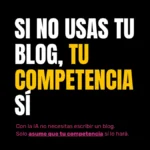 Frase de Lucía y el SEO que dice: Si no usas tu blog, tu competencia sí. Mensaje sobre cómo las marcas que no publican pierden visibilidad frente a la competencia.