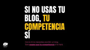 6 Técnicas de SEO para Blogs (y 1 recomendación) Frase de Lucía y el SEO que dice: Si no usas tu blog, tu competencia sí. Mensaje sobre cómo las marcas que no publican pierden visibilidad frente a la competencia.