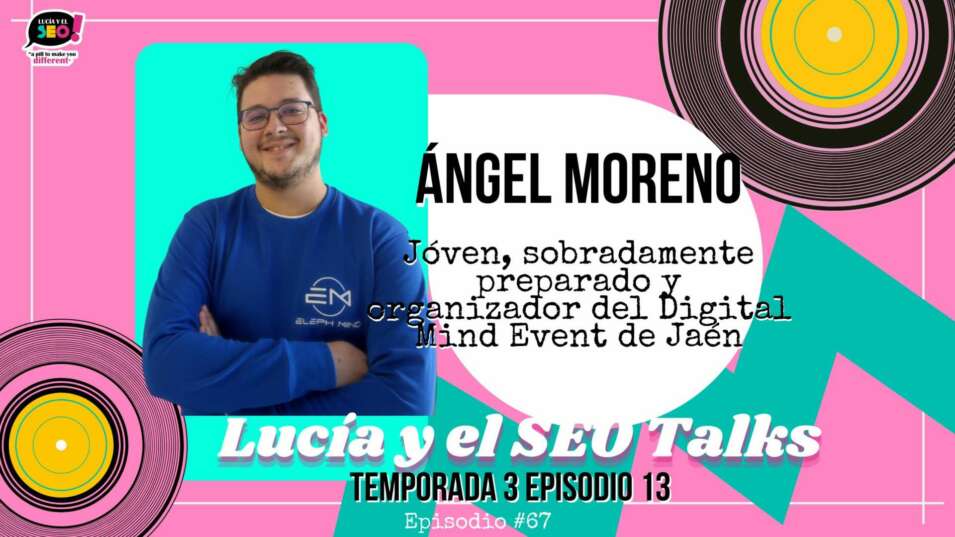 Portada para podcast de musica rosa y retro Banner para YouTube Ángel Moreno: En Jaén también se hace SEO y Marketing Digital. 
